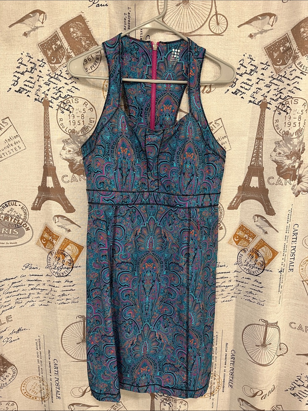 Title Nine Teal and Purple Paisley Sleeveless Sheath Dress